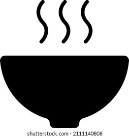 A simple and cute pictogram of a steaming bowl