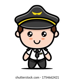 Simple cute pilot mascot design illustration vector template