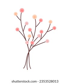 Simple cute pink flower with stem illustration vector design