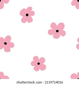 simple cute pink fower seamless pattern