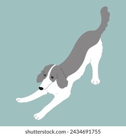 Simple and cute playful Borzoi dog illustration flat colored