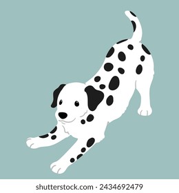 Simple and cute playful Dalmatian dog illustration flat colored