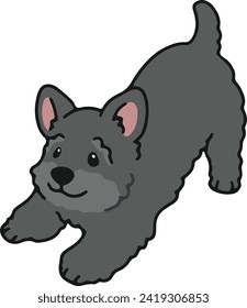 Einfache und süße spielerische Schottische Terrier-Illustration
