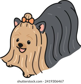 Simple and cute playful Yorkshire Terrier illustration
