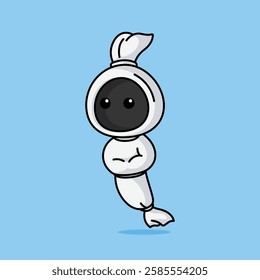 Simple cute pocong ghost candyman cartoon vector illustration Collection of Indonesian ghost concept icon isolated
