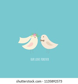 Simple and cute postcard with sweet birds and warm words.