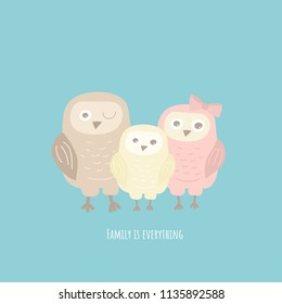 Simple and cute postcard with sweet owls and warm words.