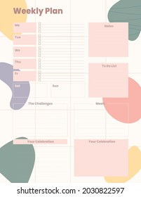 Simple and cute printable weekly plan with pastel color