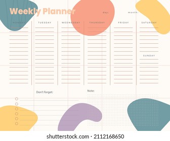 Simple and cute printable weekly planner with pastel color