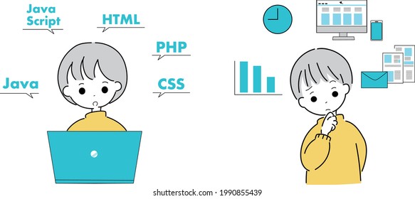 Simple and cute programming illustration