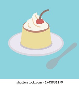 Simple and cute pudding illustration