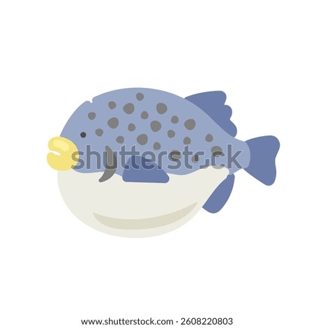 Simple cute puffer fish illustration material