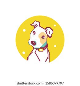 Simple Cute puppy vector isolated on a yellow background.