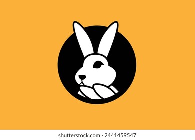 simple cute rabbit logo design with clear background