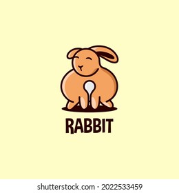 Simple Cute Rabbit Logo Illustration Design. Animal Wildlife Concept Illustration Design in Yellow Background