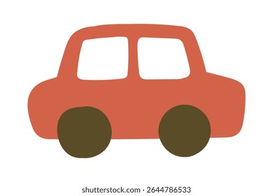 Simple and cute red car illustration