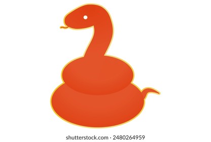 A simple and cute red snake with a coiled tail, Vector Illustration