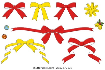 Conjunto de cintas simple y lindo (rojo y amarillo), Ilustración vectorial