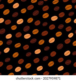 Simple cute roasted coffee beans seamless pattern in warm colors. World coffee day. 