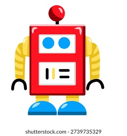 A simple and cute robot illustration with a friendly expression and playful design. Perfect for children’s content, technology themes, education, digital media, stickers, icons, and creative projects.