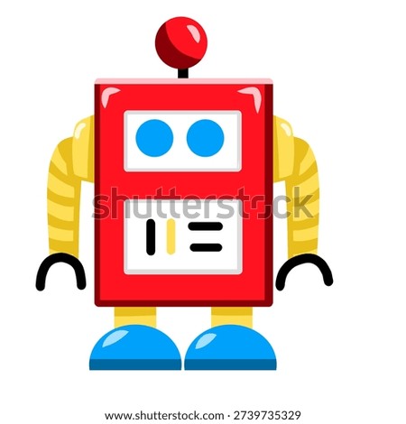 A simple and cute robot illustration with a friendly expression and playful design. Perfect for children’s content, technology themes, education, digital media, stickers, icons, and creative projects.