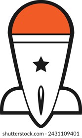 Simple and cute rocket cartoon illustration in vector