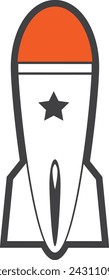 Simple and cute rocket cartoon illustration in vector
