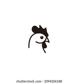 simple cute rooster head icon design, chicken head symbol vector