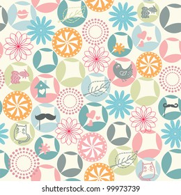 Simple and cute rounds motif seamless pattern