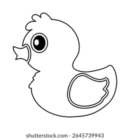 Pato de borracha bonito simples contorno linha arte