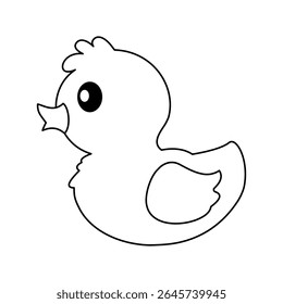 Simple Cute Rubber Duck Outline Line Art
