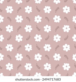 Simple cute seamless floral pattern background vector.