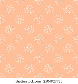 Simple cute seamless floral pattern on Peach Fuzz background.