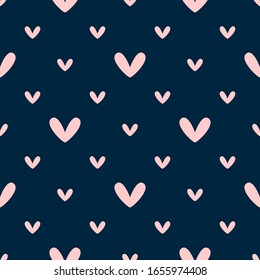 Simple cute seamless pattern with hearts. Romantic print. Vector illustration.