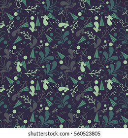 Simple cute seamless pattern in light green leaves. Ornament with leaves. Floral seamless background for dress, manufacturing, wallpapers, prints, gift wrap and scrapbook. Liberty style.
