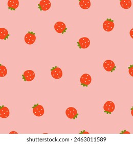 Simple cute seamless pattern with strawberries. Vector graphics.