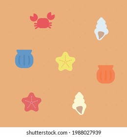 Simple And Cute Seashells Illustration Set, Flat Design