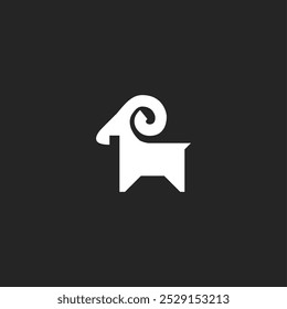 simple but cute, sheep goat, logo vector illustration, minimalist modern black and white