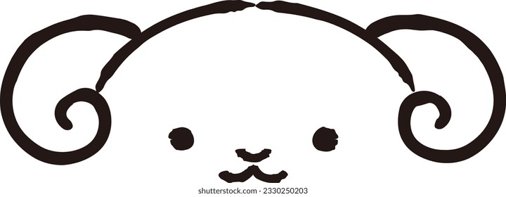 Simple and cute sheep's face (front) black and white