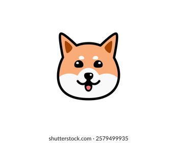 A simple and cute Shiba Inu dog face cartoon vector illustration, isolated on a white background.