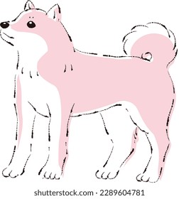 Simple and cute Shiba Inu hand-drawn line drawing vector illustration