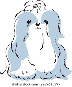 Simple and cute shih tzu hand drawn line drawing vector illustration