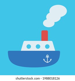 Simple And Cute Ship Illustration, Flat Design