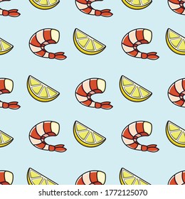 Simple Cute Shrimp And Lime Seamless Pattern