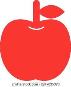 Simple cute silhouette illustration of red apple