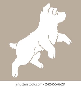 Simple and cute silhouette of Miniature Schnauzer running with details