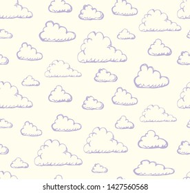 Simple cute small light purple shape. Heaven drizzle element template on gentle yellow fond. Freehand linear grey ink hand drawn pictogram logo emblem sketchy in art retro scribble style pen on paper