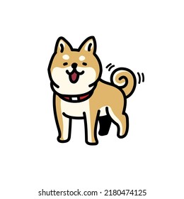 Simple and cute smile illustration of Shiba Inu