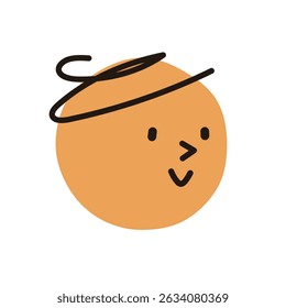 Cara sonriente linda simple en un círculo. Ilustración vectorial de estilo vintage dibujada a mano Abstractas
