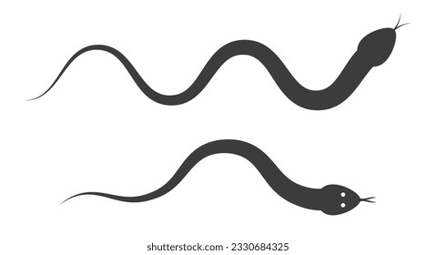 Simple cute snake silhouette icon. Flat vector illustration isolated on white background.